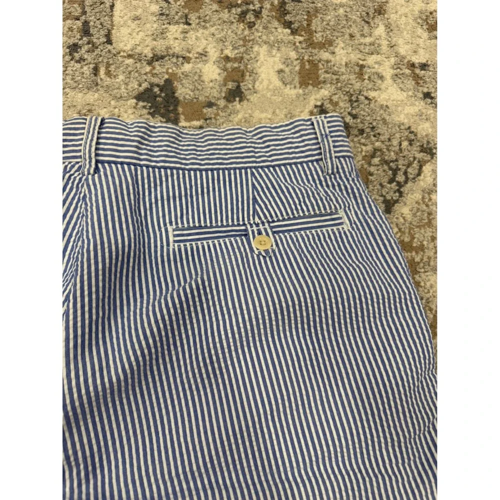 Polo Ralph Lauren Mens Blue White Seersucker Striped Chino Shorts Size 30